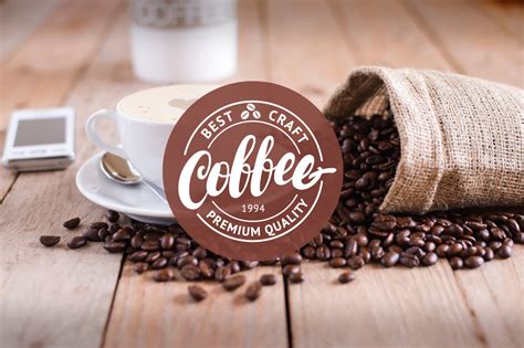 9 Letttering Vintage Coffee Logos On Yellow Images Creative Store
