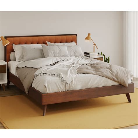 Dg Casa Soloman Mid Century Modern Tufted Upholstered Platform Bed