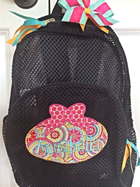 personalized custom monogrammed mesh backpack bookbag