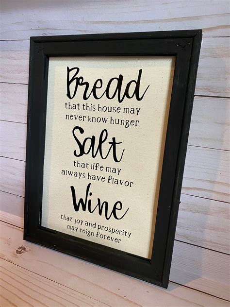 Bread Salt Wine Quote On Reverse Canvas Farmhouse Rustic Etsy