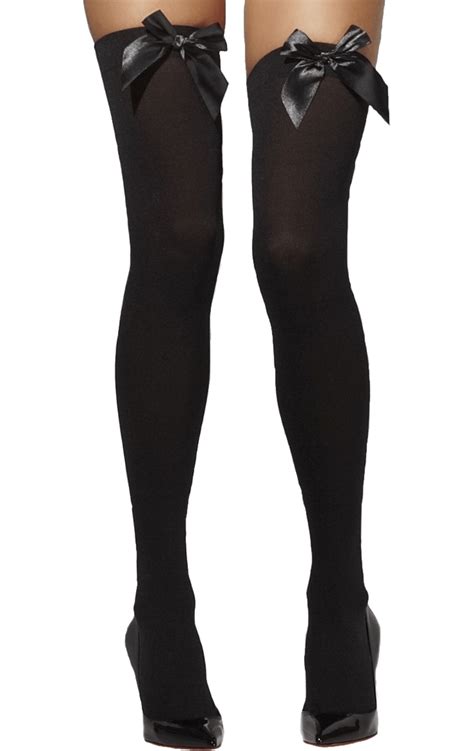 Women Black Bow Stockings