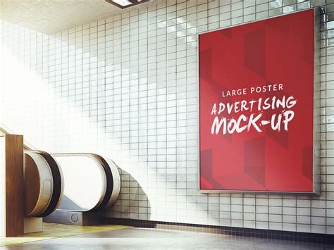 subway advertising sign board poster mockup mockup love