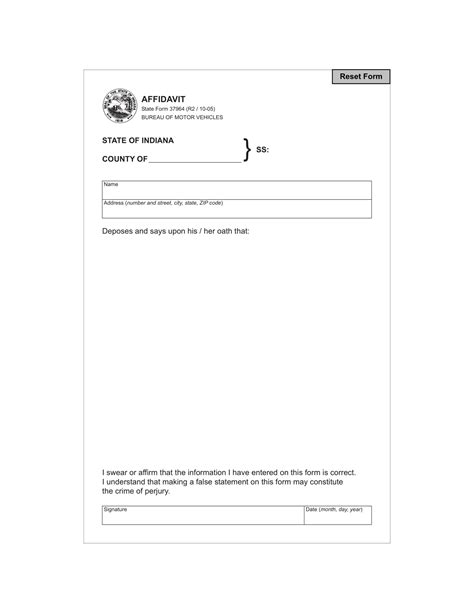 Blank Affidavit Form 9 Examples Format Pdf