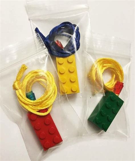 16 Handmade Lego Brick Party Favor Necklaces For By Imageoak Party