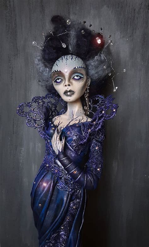 Ooak Dark Lady In Purple Artist Doll Polymer Clay Fantasy Etsy
