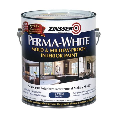 Zinsser Perma White Mold And Mildew Proof Interior Paint Satin White Gal