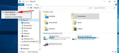 Addremove Libraries In Navigation Pane Of File Explorer In Windows 10