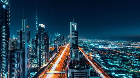 Desktop Wallpaper Dubai City Buildings Cityscape Night