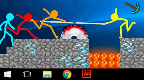 Stickman Vs Minecraft Animation ~ Lava Trap Saw Cartoon Animation Vs