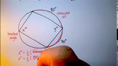 An arc is a continuous piece of a circle. Circles: Inscribed Angles (Quadrilateral) - YouTube