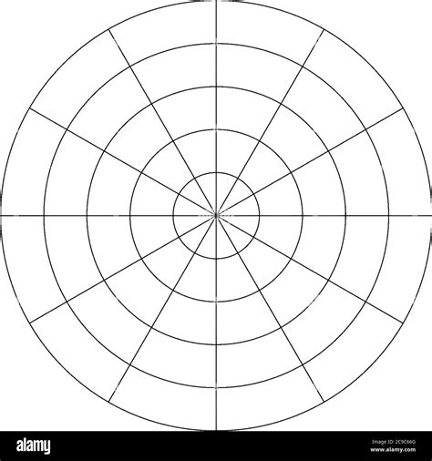 A Polar Graph With 5 Concentric Circles Showing Radius And Divided Into