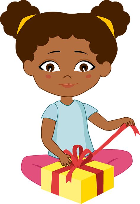 Birthday Girl Opening Her Present Clipart Free Download Transparent