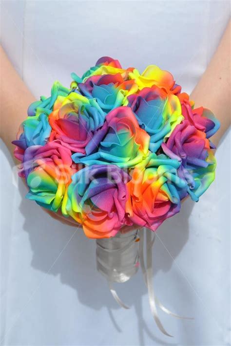 Maybe you would like to learn more about one of these? Vibrant Artificial Neon Rainbow Rose Bridesmaid Wedding ...