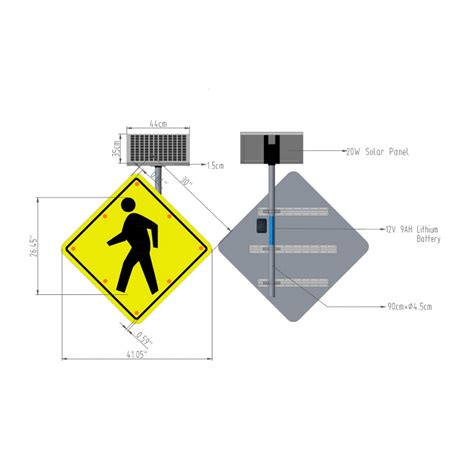 Solar Powered Pedestrian Crossing Traffic Sign With Leds