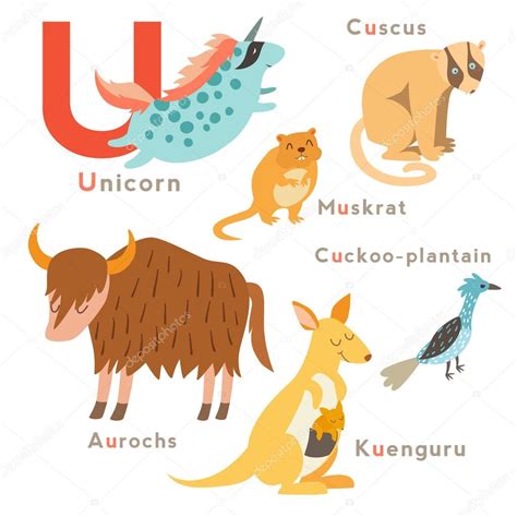 U Letter Animals Set — Stock Vector 95723214