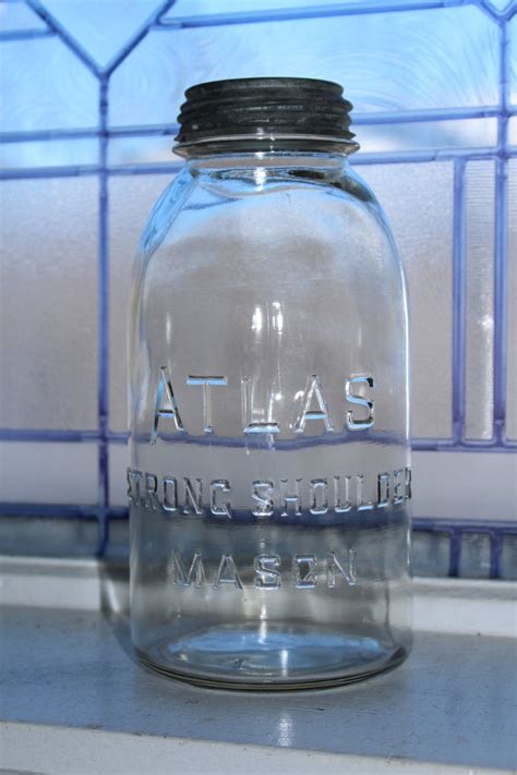 Vintage Atlas Strong Shoulder Mason Jar Clear Half Gallon 1920s
