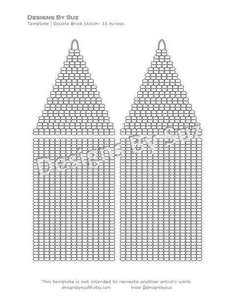 Across Double Brick Stitch Beaded Earring Template Bead Graph Pdf