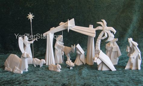 Porcelain Origami Nativity Scene Yonder Star Christmas Shop Llc Origami Nativity Nativity