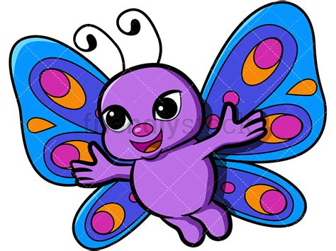 Cute Butterfly With Open Arms Cartoon Vector Clipart