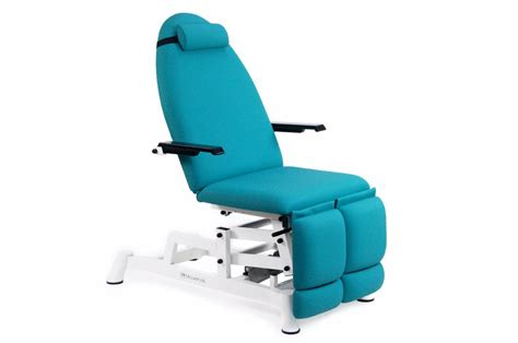 < image 1 of 2 >. Electrical podiatry exam chair with extendable legrests