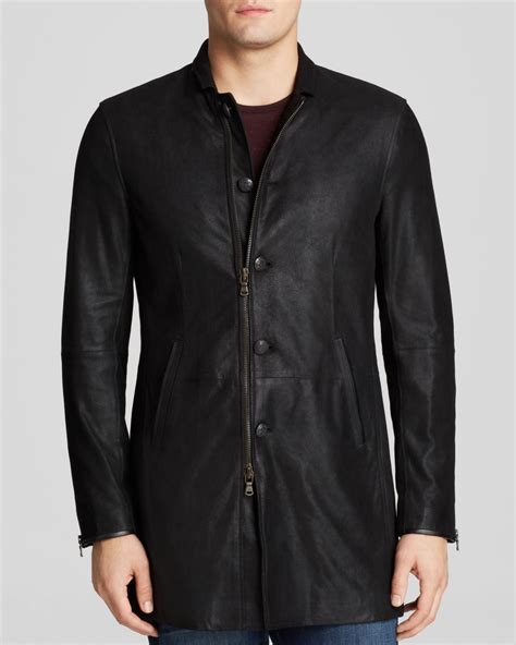 John Varvatos Usa Leather Duster Jacket In Black For Men Lyst