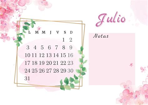 Calendario 2023 Imprimible Anual Acuarela Floral Rosado Templates By