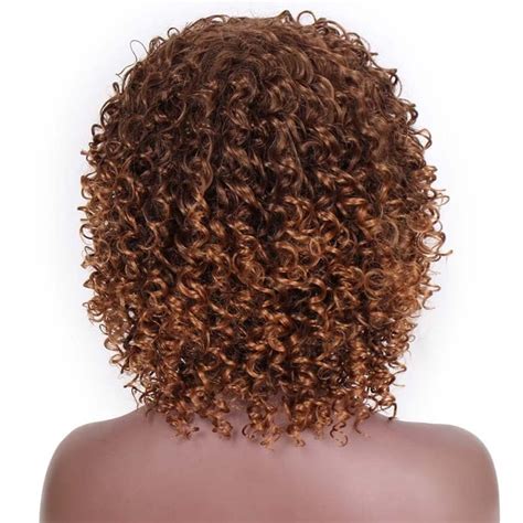 Aisi Hair Afro Kinky Curly Wig Mixed Brown And Ombre Blonde Synthetic