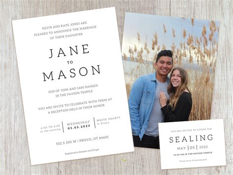 Printable Wedding Announcement Lds Mormon Wedding Invitation