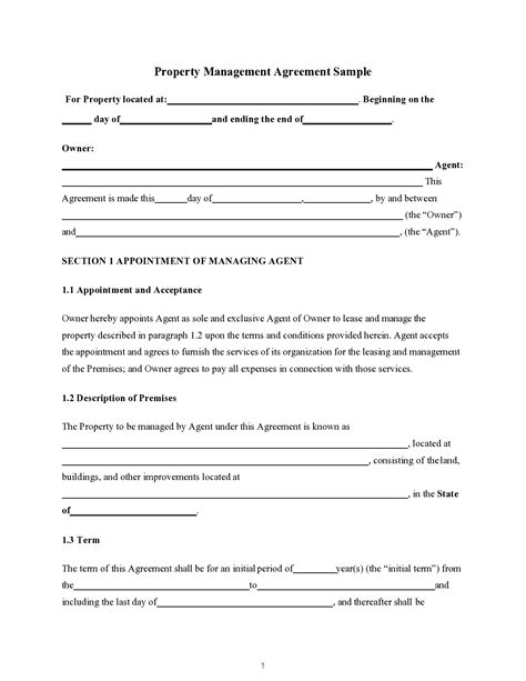 42 Simple Property Management Agreements Word Pdf Templatelab