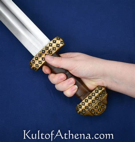 Bronze Hilt Viking Sword With Leather Wrapped Grip