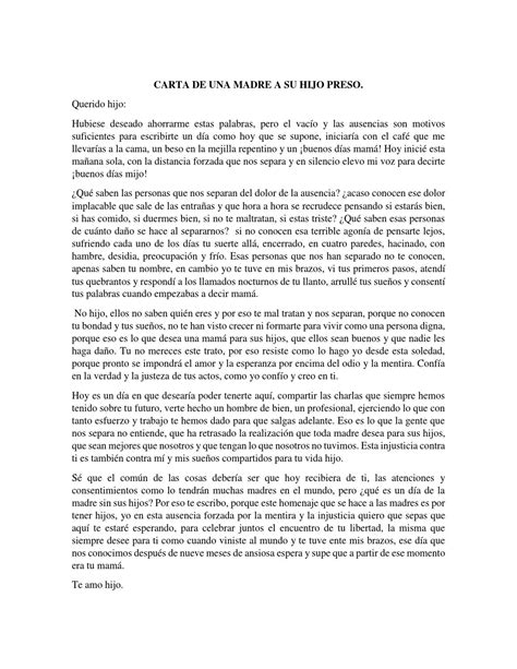 Carta De Una Madre A Su Hijo Preso By Cindylu Perez Issuu