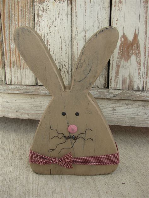 Primitive Country Wooden Chunky Tan Bunny Rabbit Sns05269 Spring