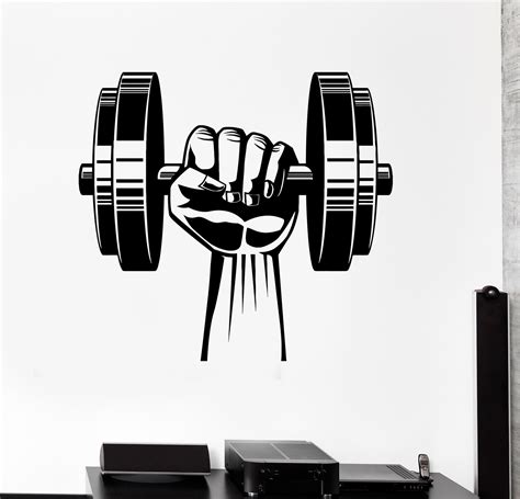 Vinyl Wall Decal Hand Dumbbell Bodybuilding Fitness Sport Gym Stickers