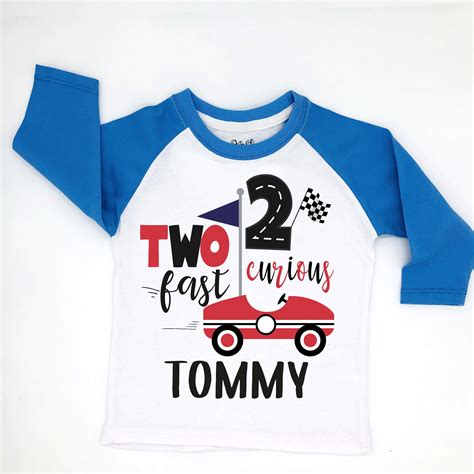 Two Fast 2 Curious Tm Birthday Shirt Two Year Old Racing Etsy Uk