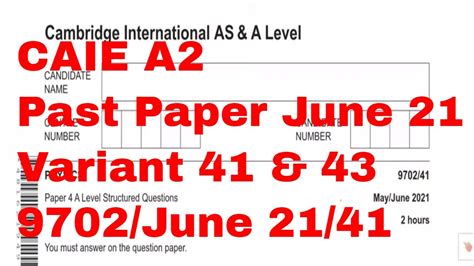 Physics A Level Past Paper A2 June21 41 By Sumair Sajjad YouTube