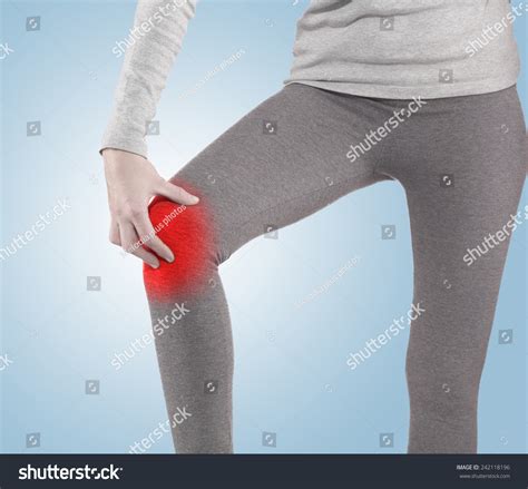 Pain Woman Knee Female Holding Hands Stock Photo 242118196 Shutterstock