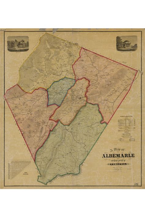 Map Of Albemarle County Va Including Charlottesville Antique Map