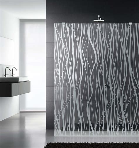 Decor Design Satin Etched Glass From Italy In Bold Fili Two Textured Pattern Shower Wall