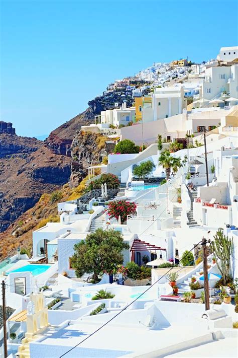 Incredible Santorini Island Village View Cyclades Greece Stock Image