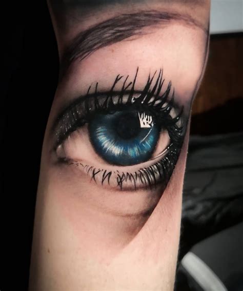 Realistic Blue Eye Tattoo