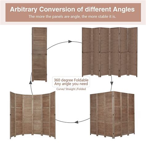 Esright 6 Panel Wood Room Divider 56 Ft Tall Folding Privacy Screen