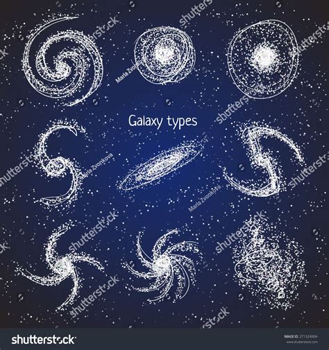 Set Of Galaxy Types Vector Space Star Illustrations Cosmos Universe