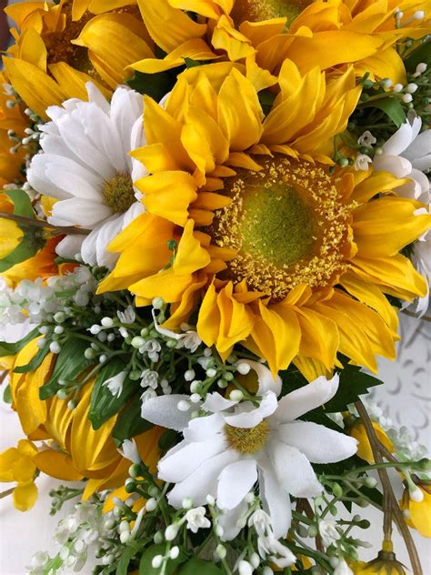 Artificial Sunflower And Daisy Bridal Bouquets Sunflower Etsy