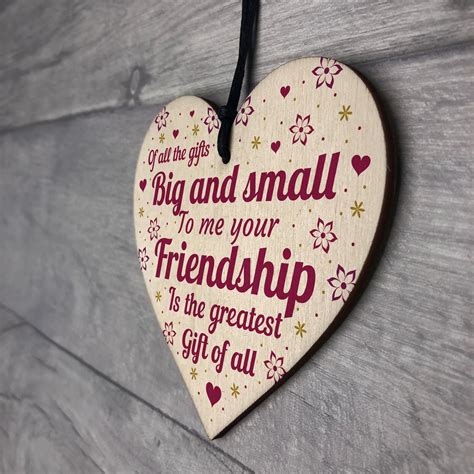 Best Friend T Wooden Heart Friendship Plaque Birthday Valentines T For Her 5056293512305