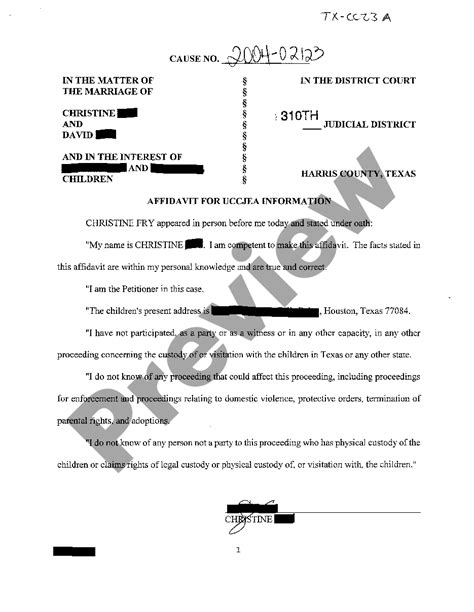 Tarrant Texas Affidavit For Uccjea Information