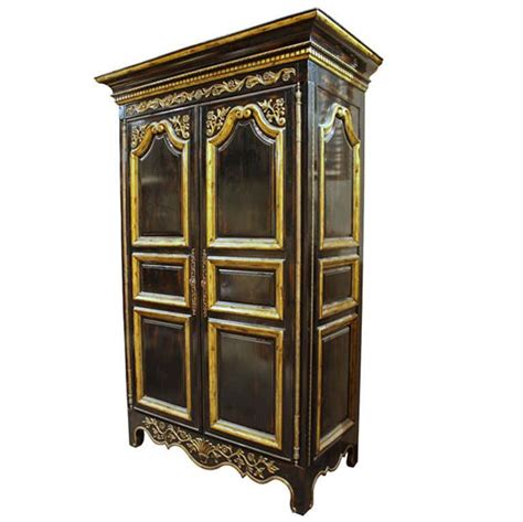 Black And Gold French Armoire Wardrobe By Ej Victor At 1stdibs Black