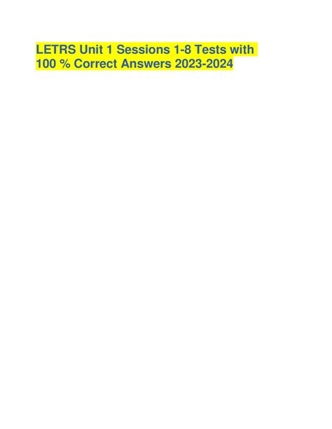 Letrs Unit 1 Sessions 1 8 Tests With 100 Correct Answers 2023 2024