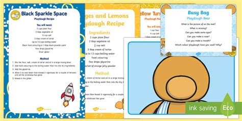 Playdough Bear Busy Bag Prompt Card And Resource Pack