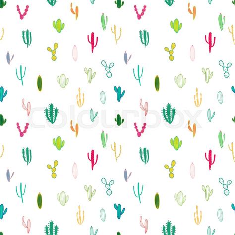 Cactus Seamless Pattern Background Stock Vector Colourbox
