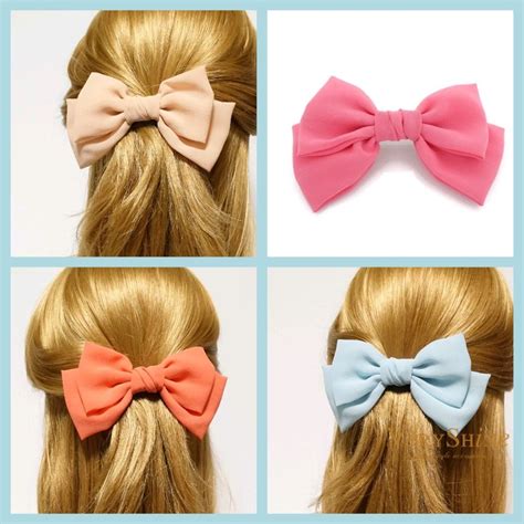 Chiffon Solid Color Layer Bow French Hair Barrette Women Hair Clip Easy